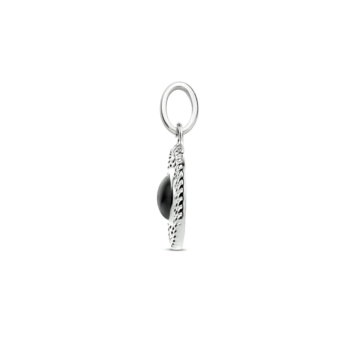 hanger rond onyx zilver gerhodineerd