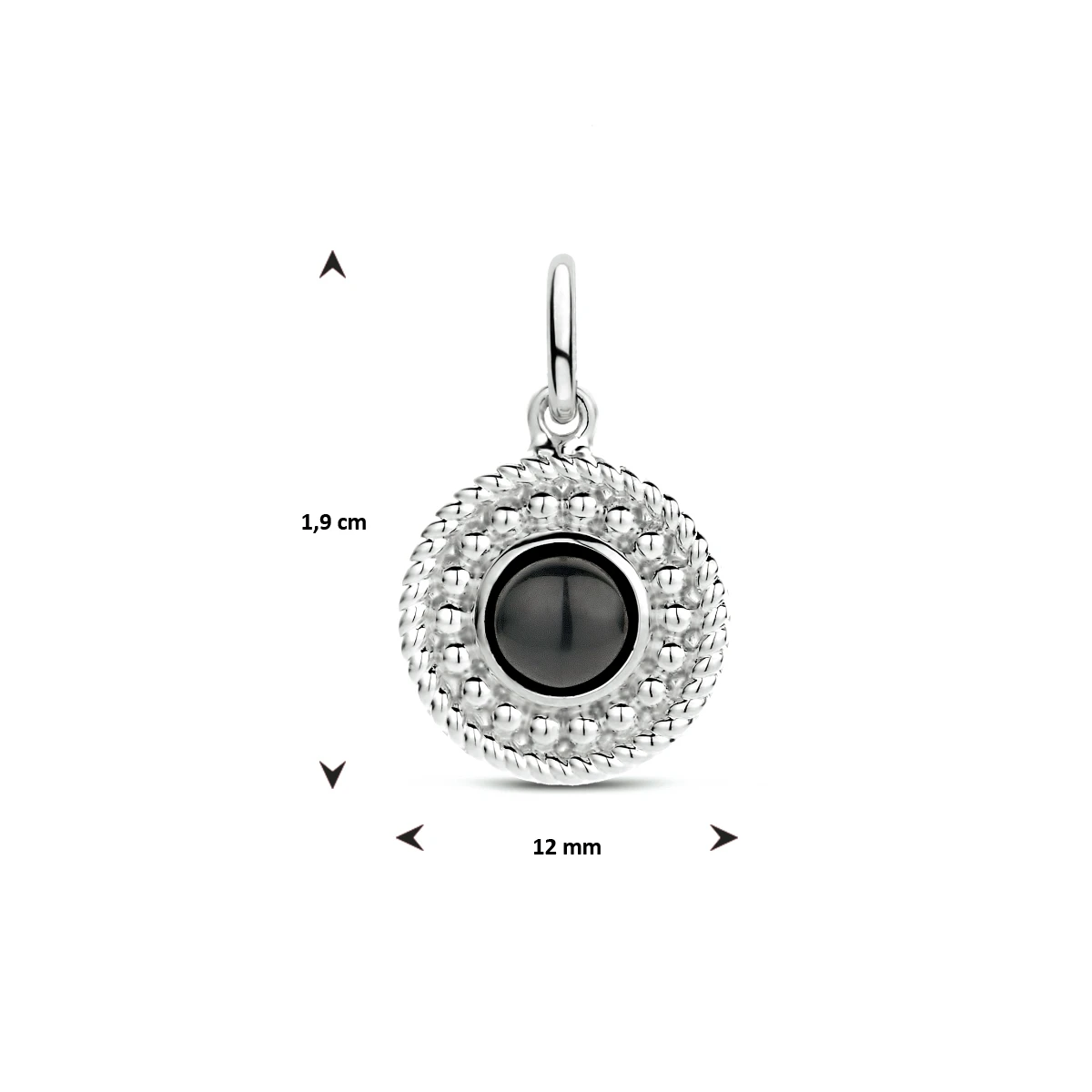 hanger rond onyx zilver gerhodineerd