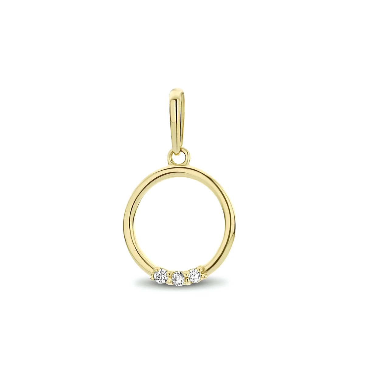 hanger rond zirkonia 17 mm 14K geelgoud