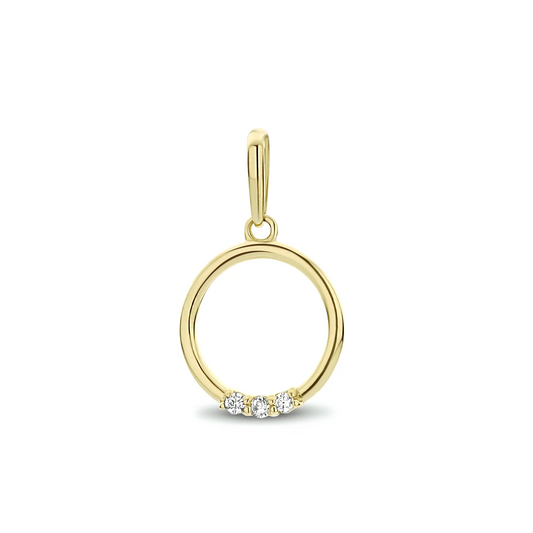 hanger rond zirkonia 17 mm 14K geelgoud