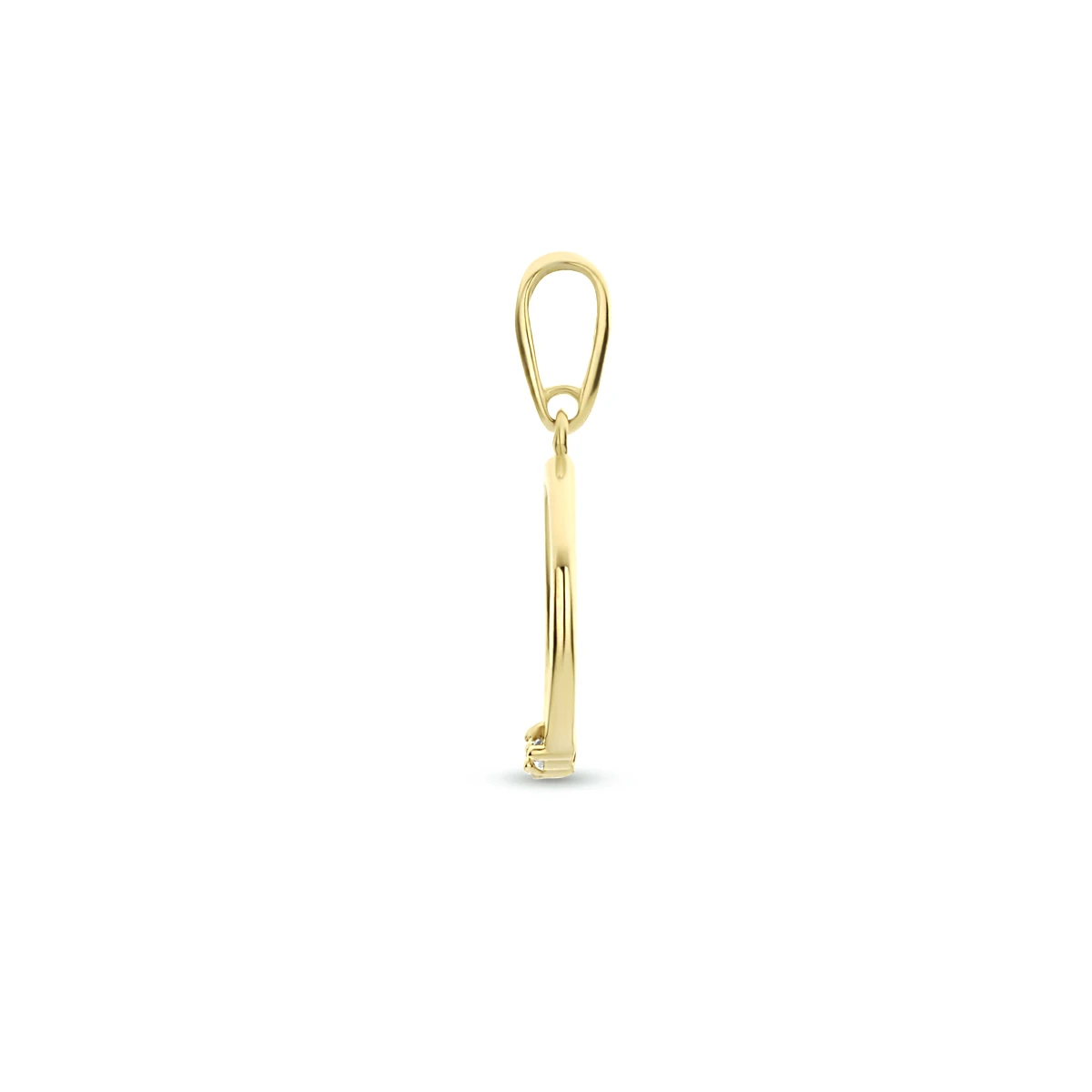 hanger rond zirkonia 17 mm 14K geelgoud