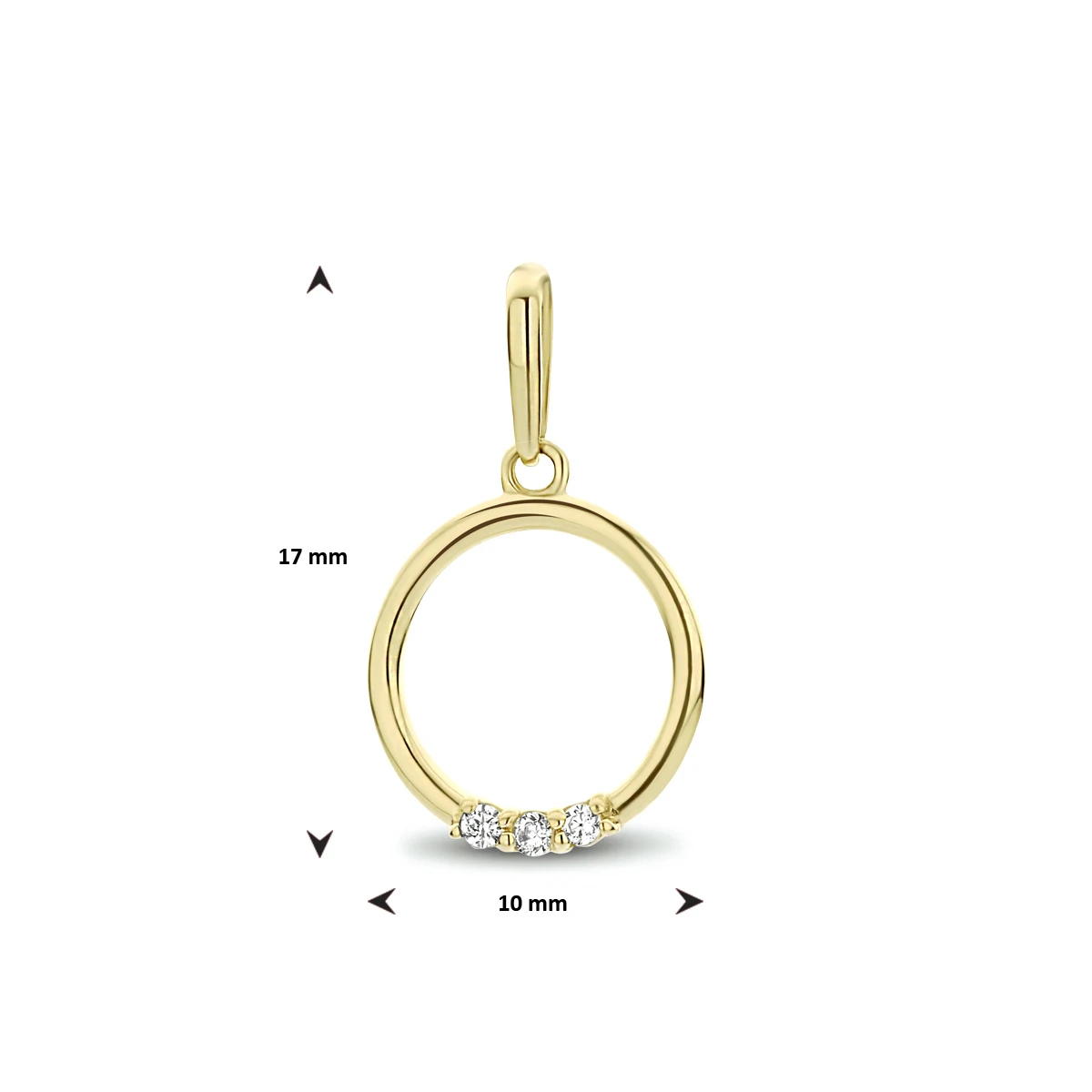 hanger rond zirkonia 17 mm 14K geelgoud
