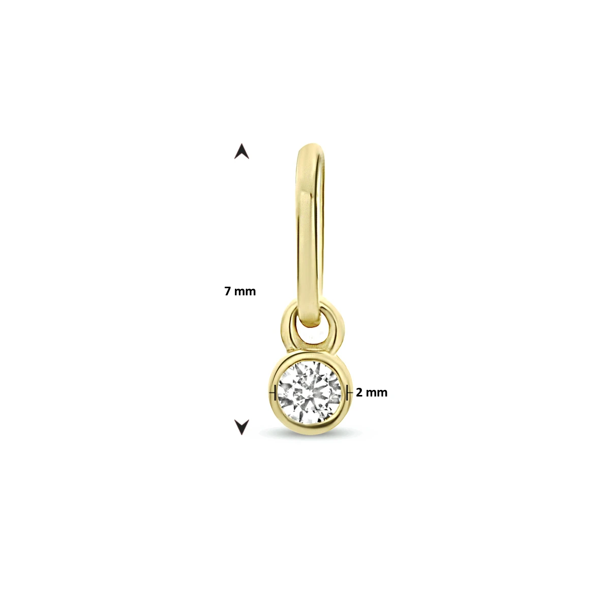 hanger rond zirkonia 7 mm 14K geelgoud