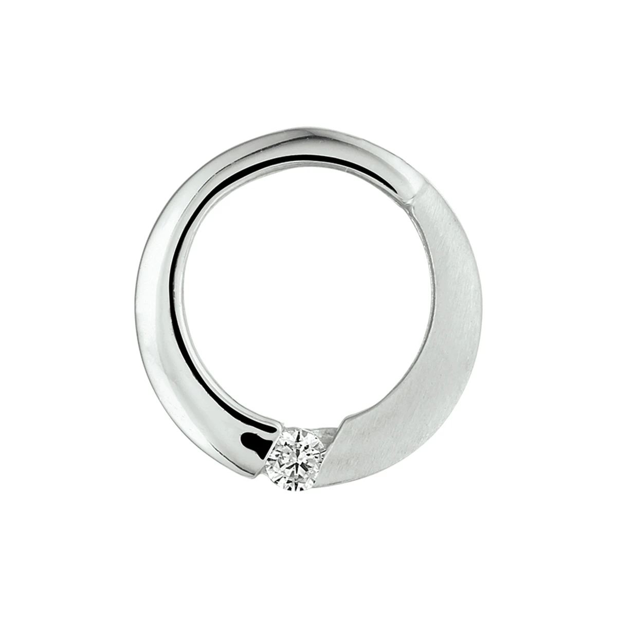 hanger rond zirkonia poli/mat zilver gerhodineerd