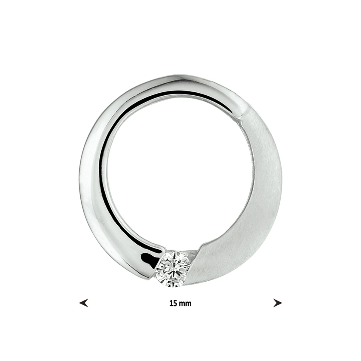 hanger rond zirkonia poli/mat zilver gerhodineerd