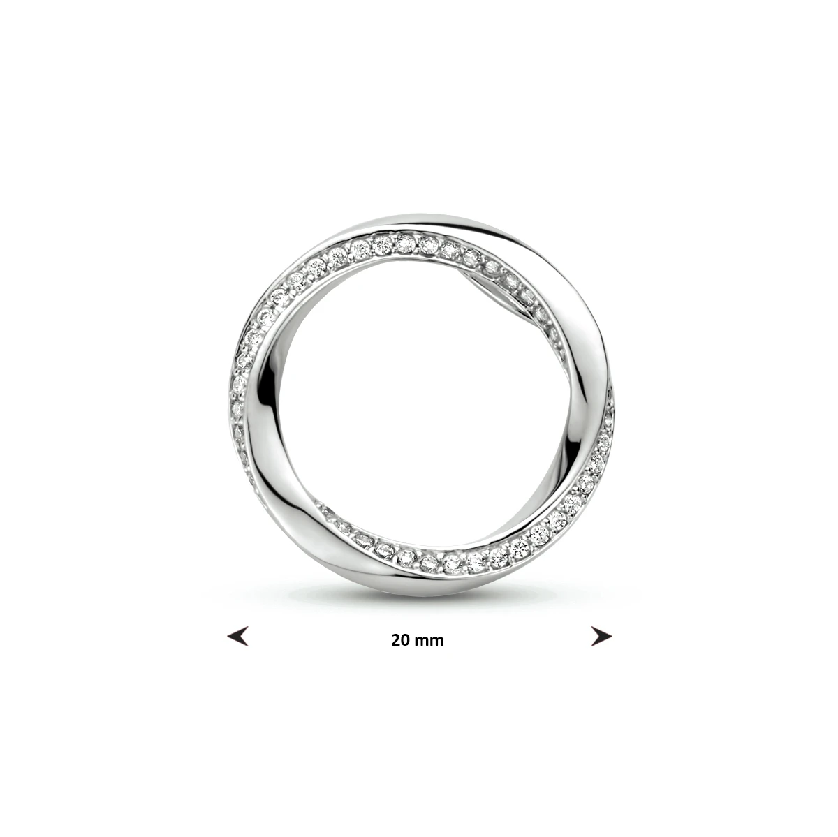 hanger rond zirkonia zilver gerhodineerd