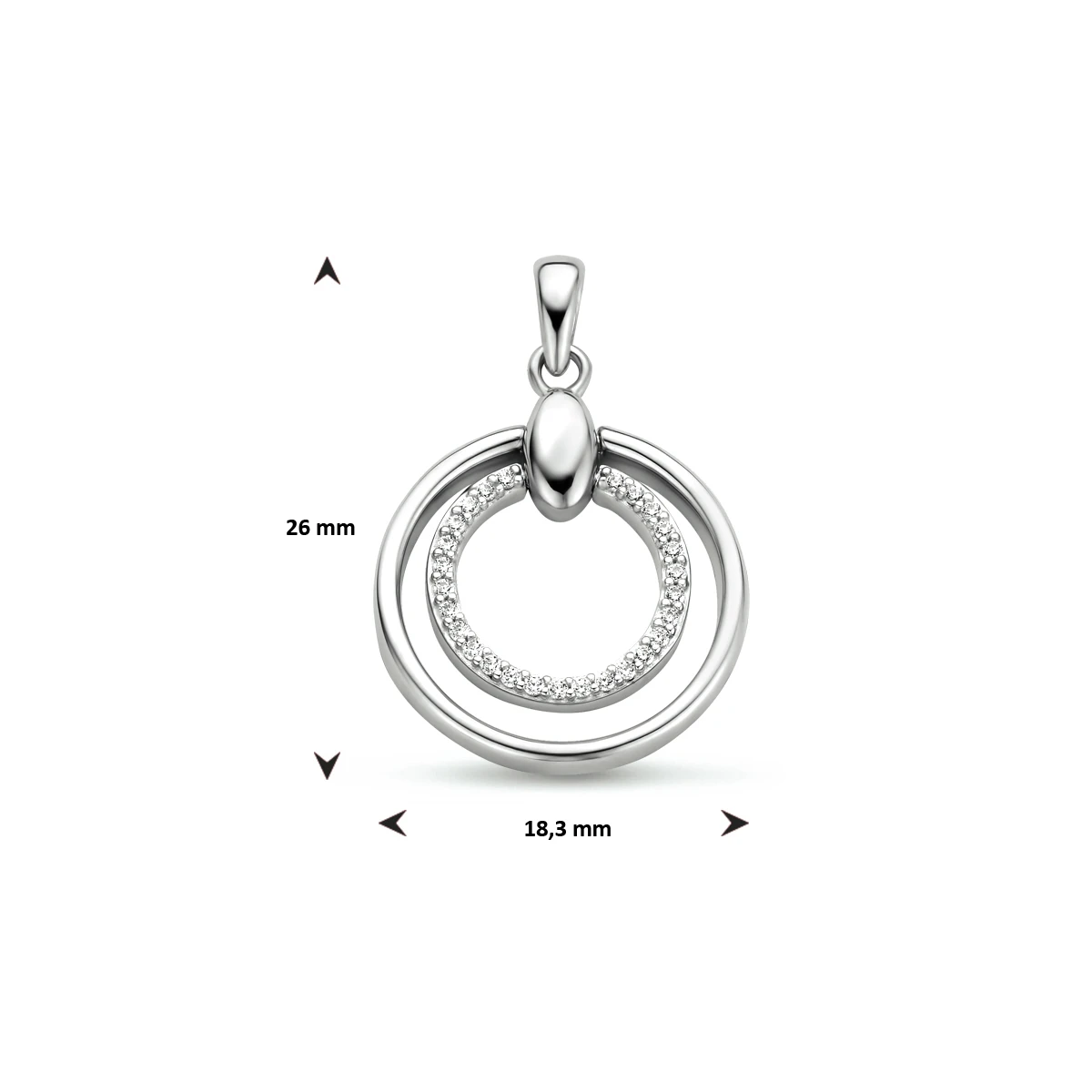 hanger rond zirkonia zilver gerhodineerd