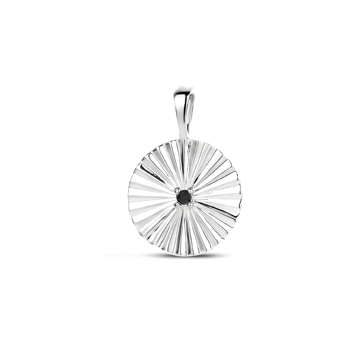 hanger rond zwart zirkonia zilver gerhodineerd