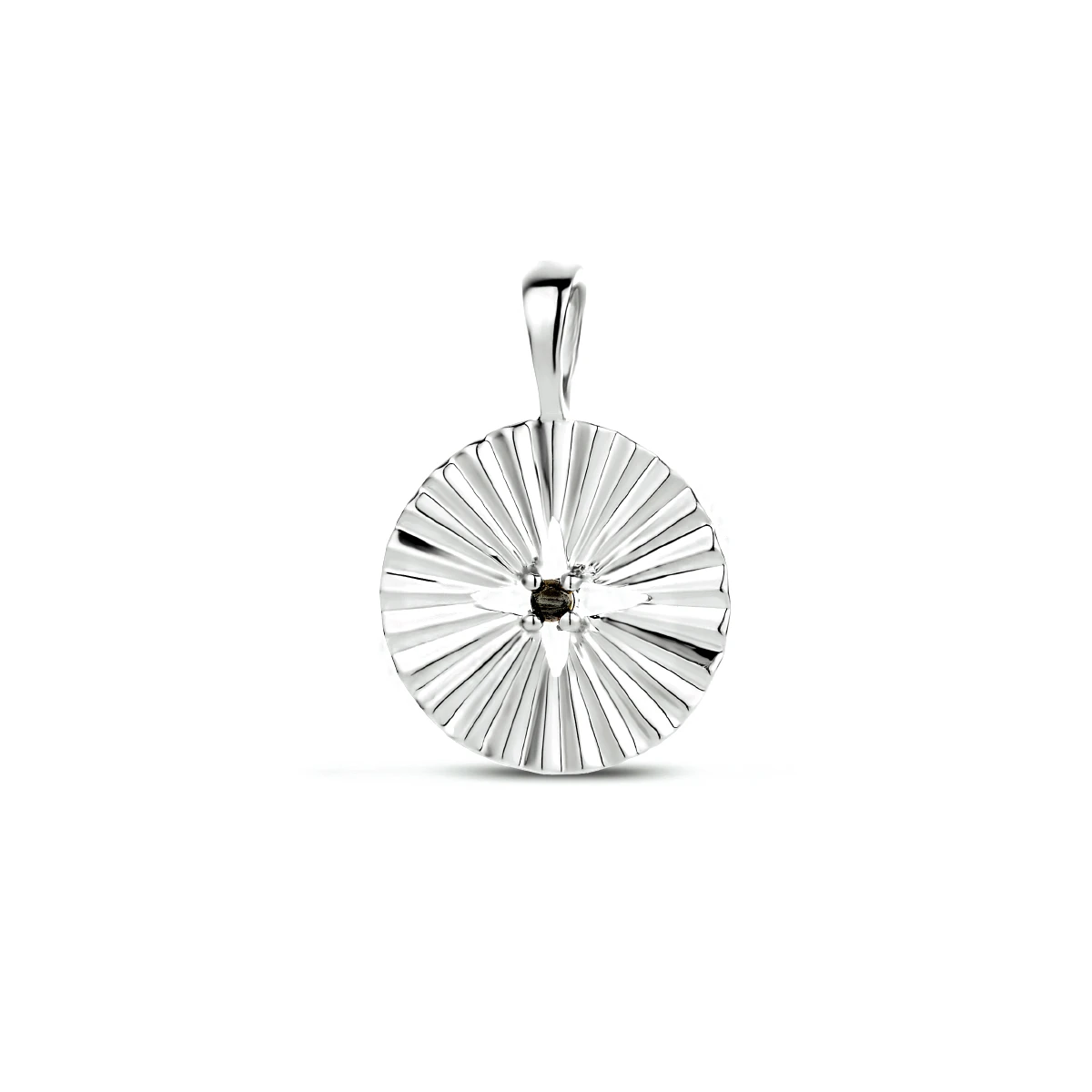 hanger rond zwart zirkonia zilver gerhodineerd