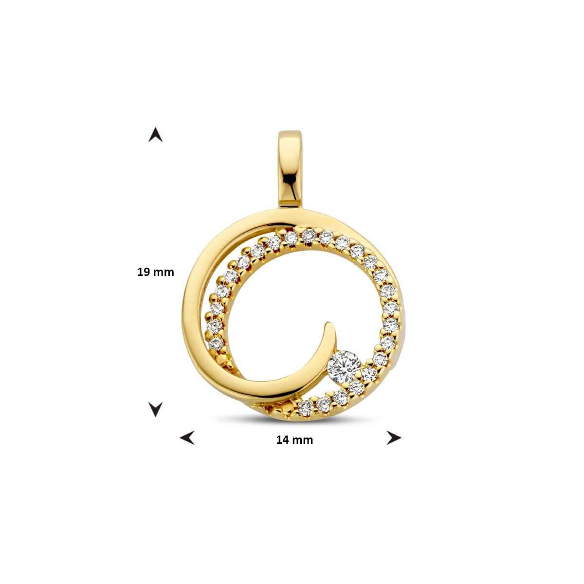 hanger rondje diamant 0.13ct h si 14K geelgoud