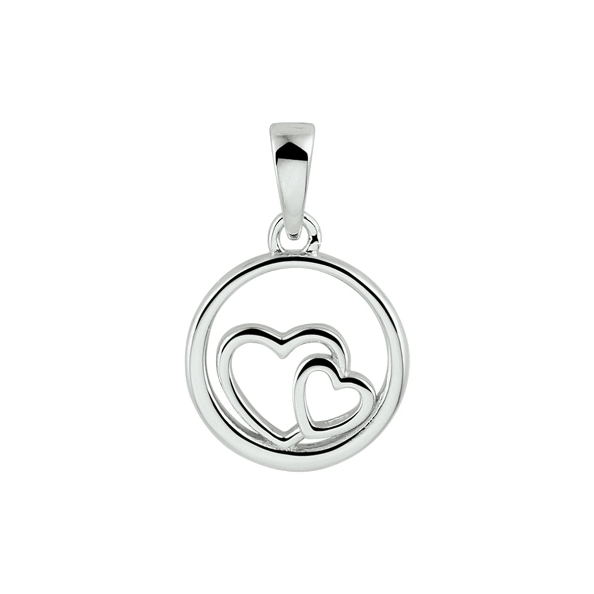 hanger rondje en harten zilver gerhodineerd