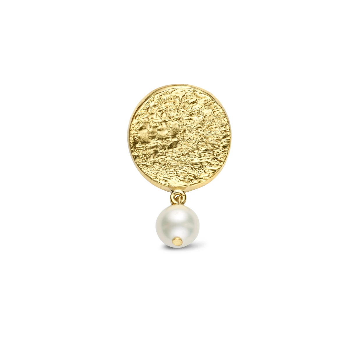 hanger rondje en parel 25mm zilver verguld (geel)