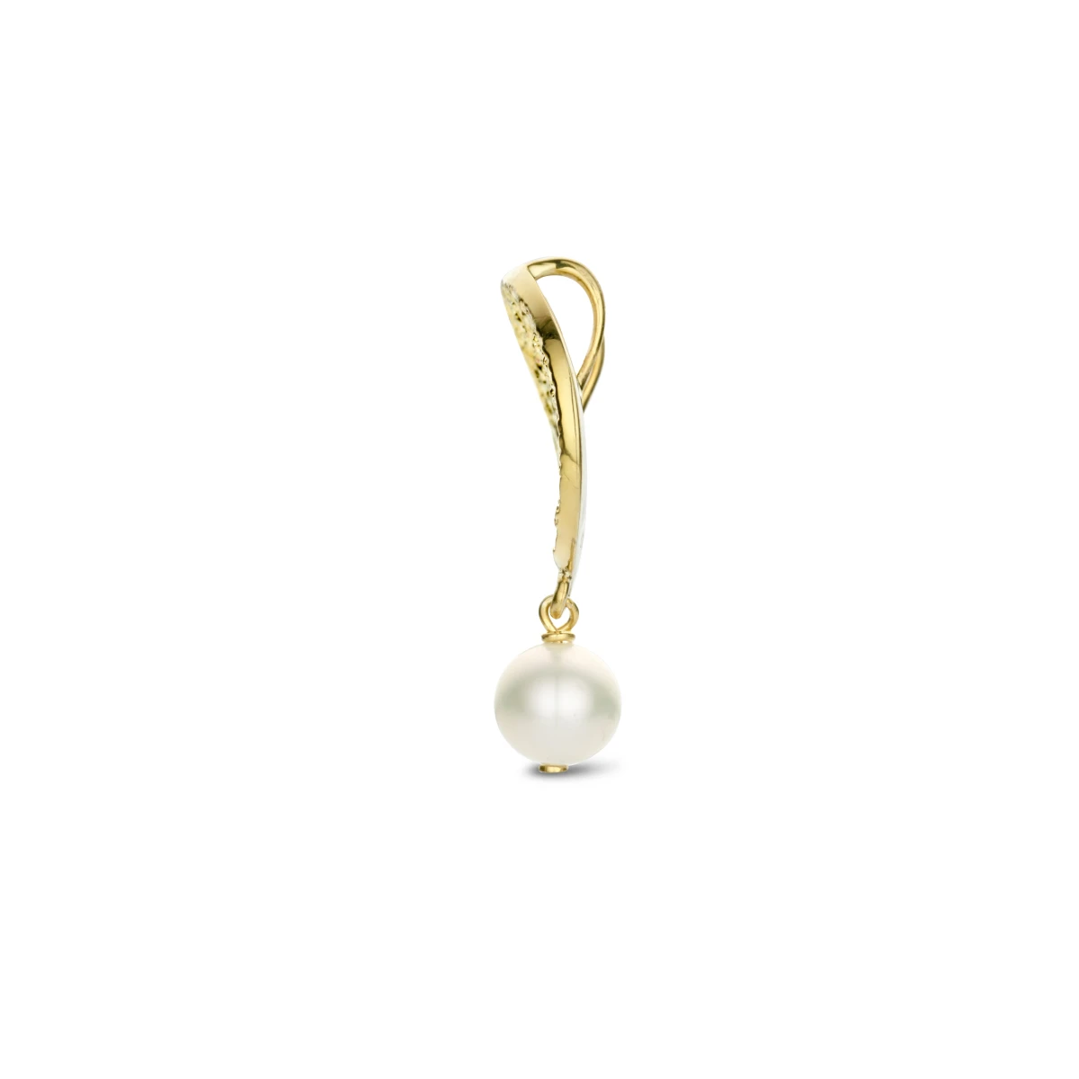 hanger rondje en parel 25mm zilver verguld (geel)