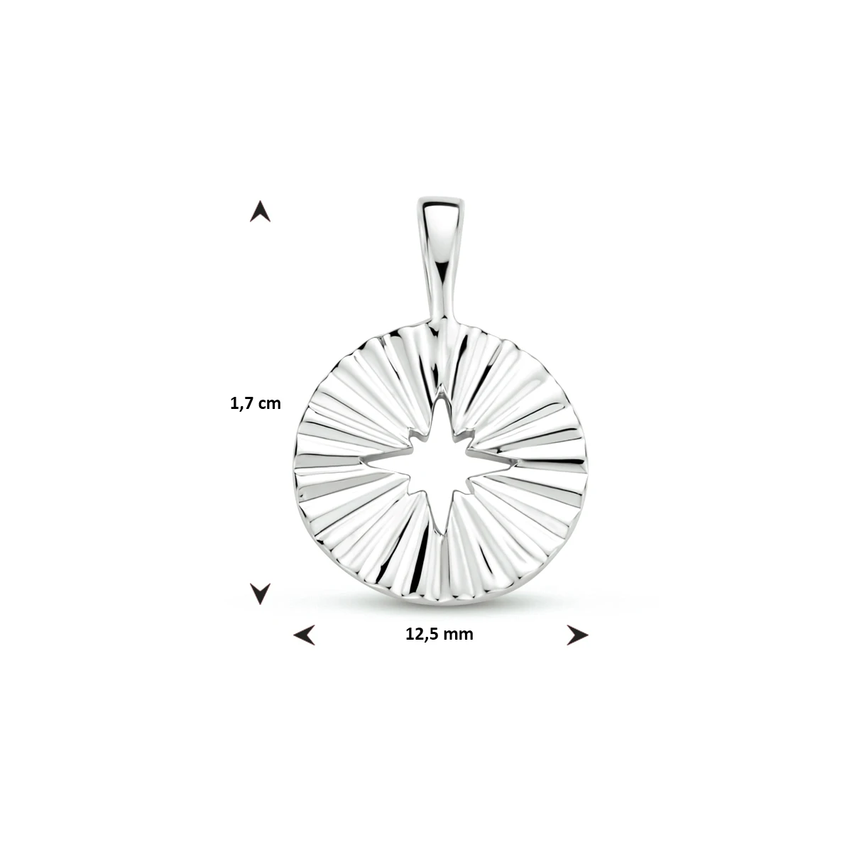 hanger rondje gediamanteerd zilver gerhodineerd