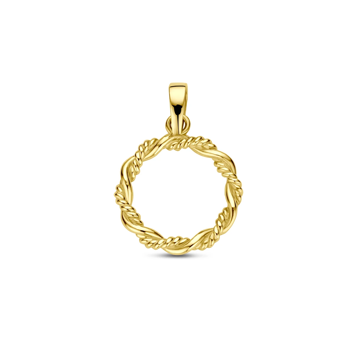 hanger rondje gedraaid 21 mm 14K geelgoud