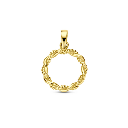 hanger rondje gedraaid 21 mm 14K geelgoud