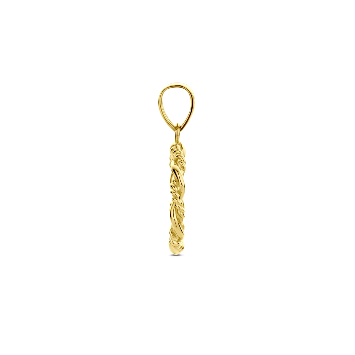 hanger rondje gedraaid 21 mm 14K geelgoud