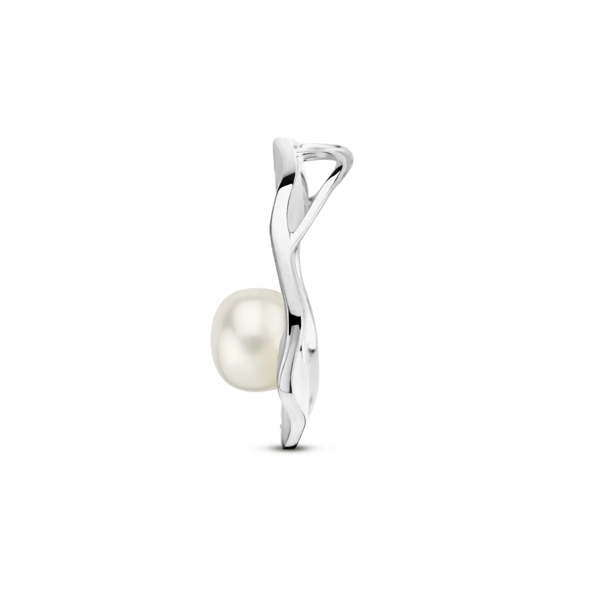 hanger rondje parel gescratcht zilver gerhodineerd