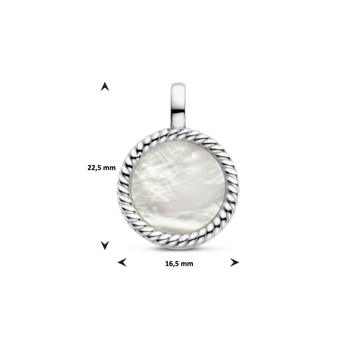 hanger rondje parelmoer edelstaal