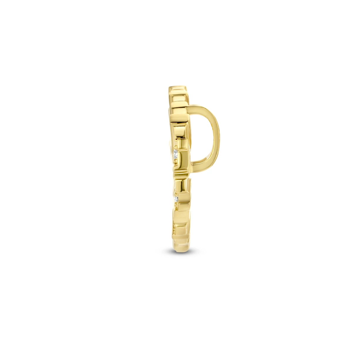 hanger rondje zirkonia 15 mm zilver verguld (geel)