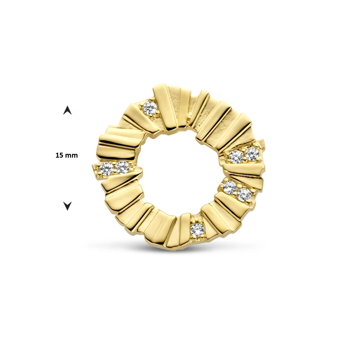 hanger rondje zirkonia 15 mm zilver verguld (geel)
