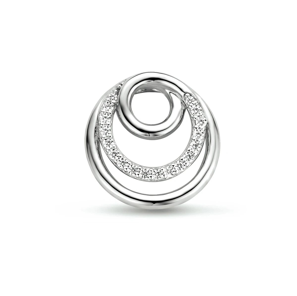 hanger rondje zirkonia 15,5 mm zilver gerhodineerd