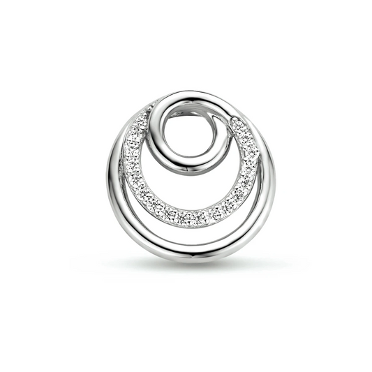 hanger rondje zirkonia 15,5 mm zilver gerhodineerd