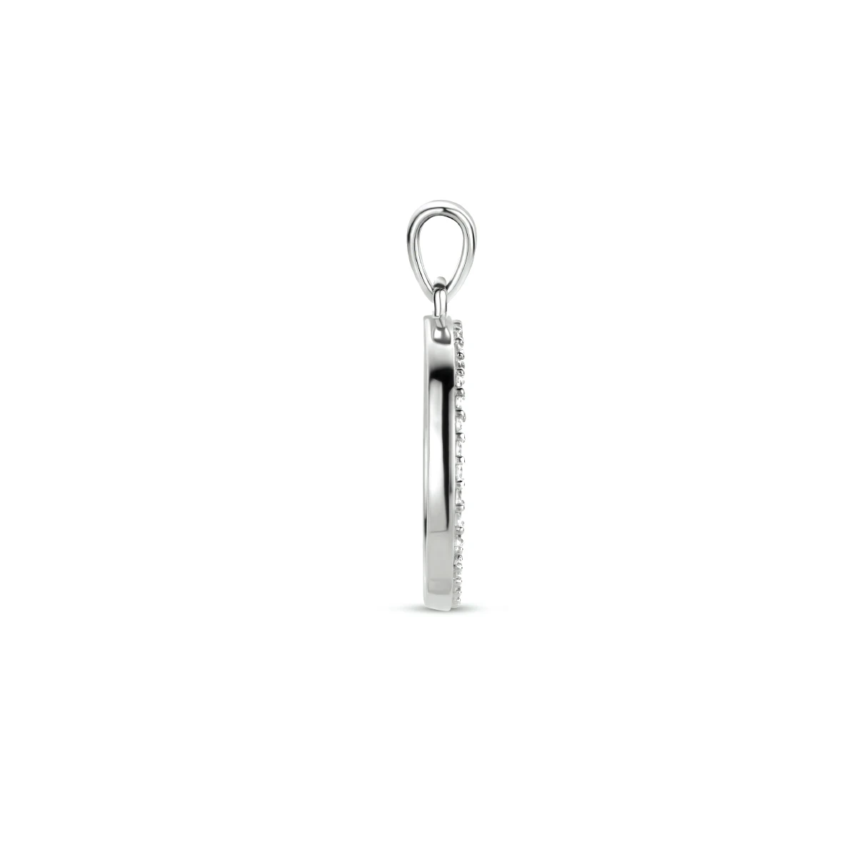 hanger rondje zirkonia 25 mm zilver gerhodineerd