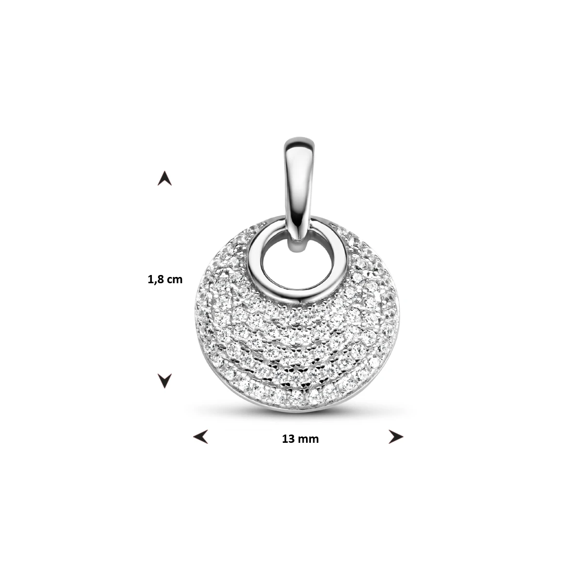 hanger rondje zirkonia zilver gerhodineerd