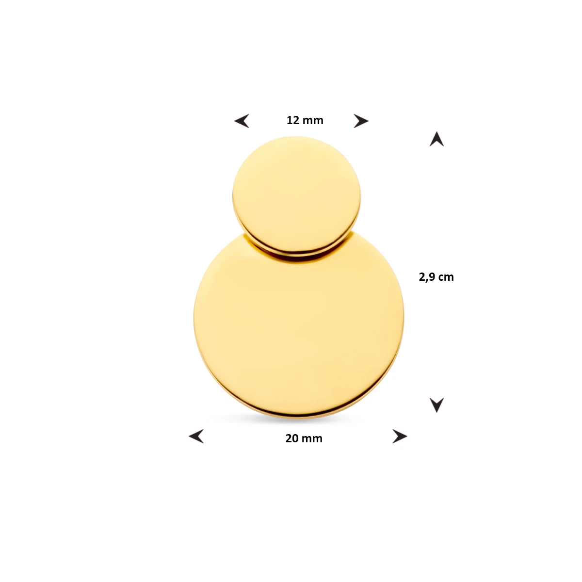 hanger rondjes zilver verguld (geel)