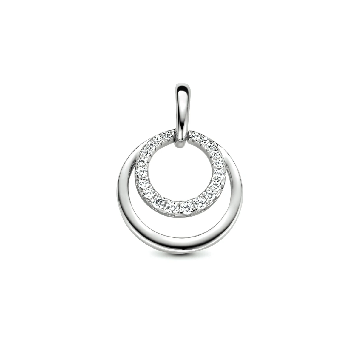 hanger rondjes zirkonia zilver gerhodineerd