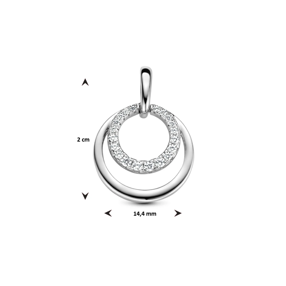 hanger rondjes zirkonia zilver gerhodineerd
