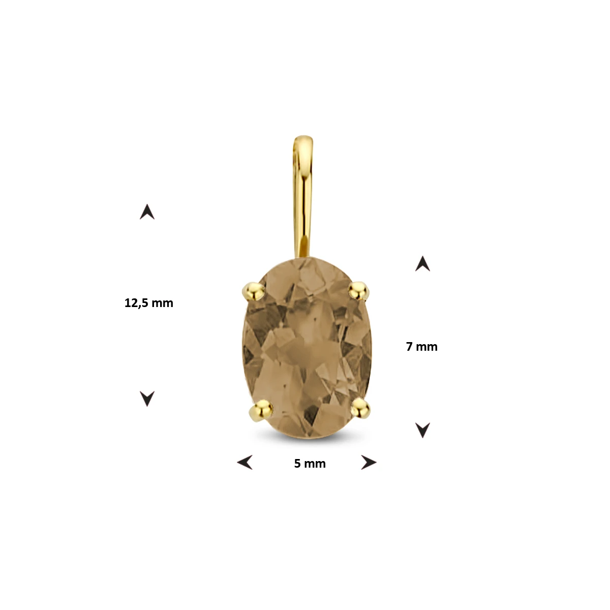 hanger rookkwarts 14K geelgoud