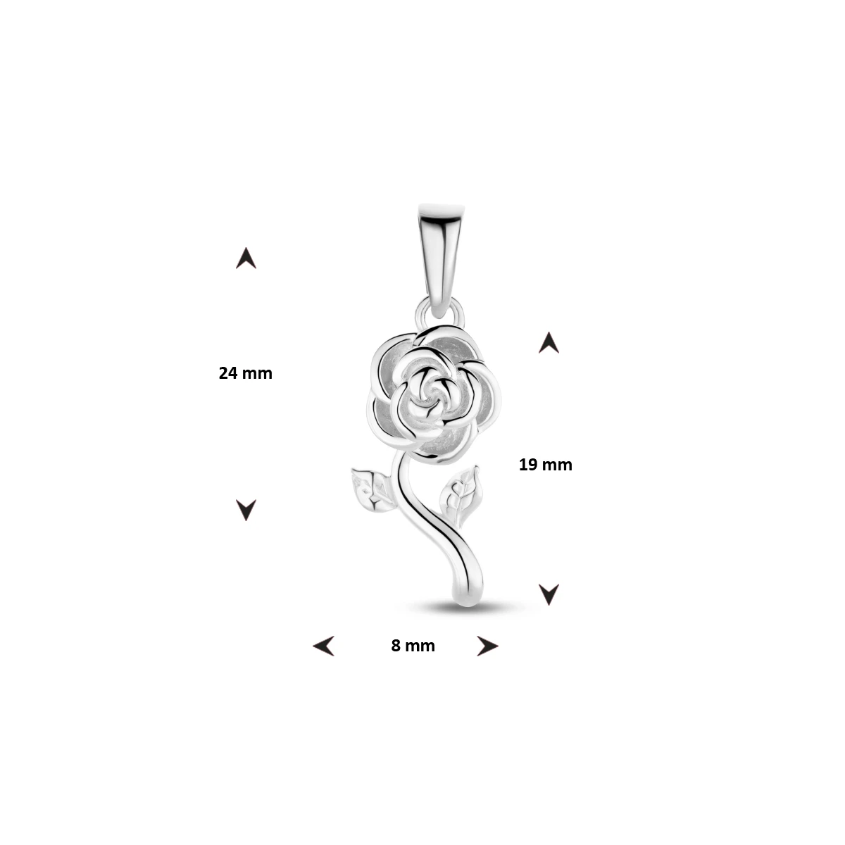 hanger roos zilver gerhodineerd