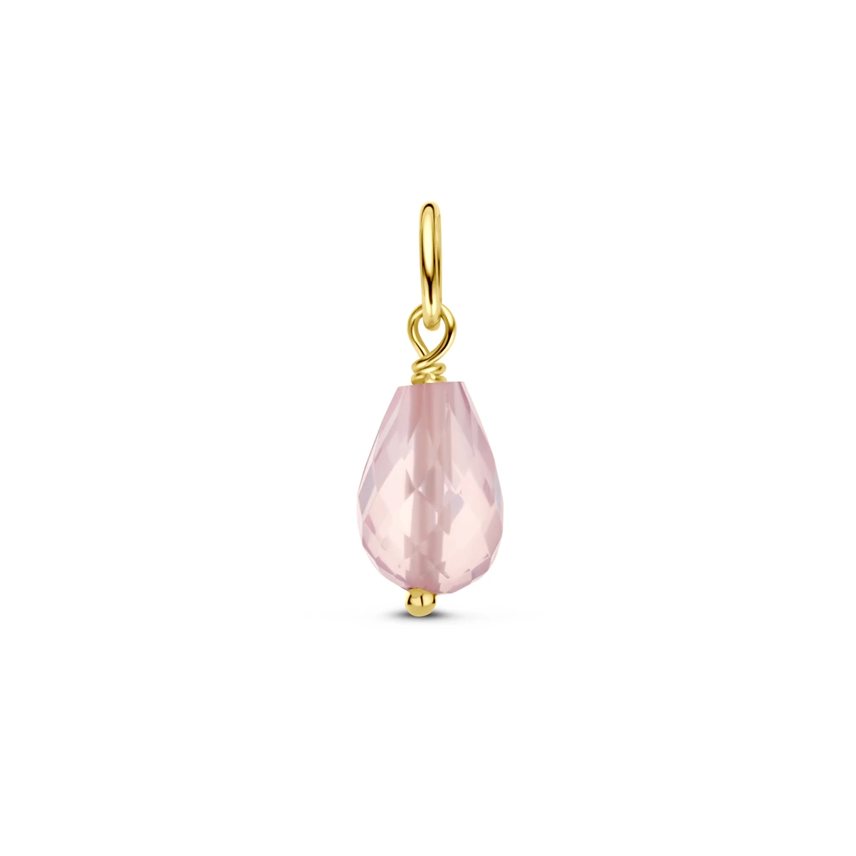 hanger roze kwarts 15 mm 14K geelgoud