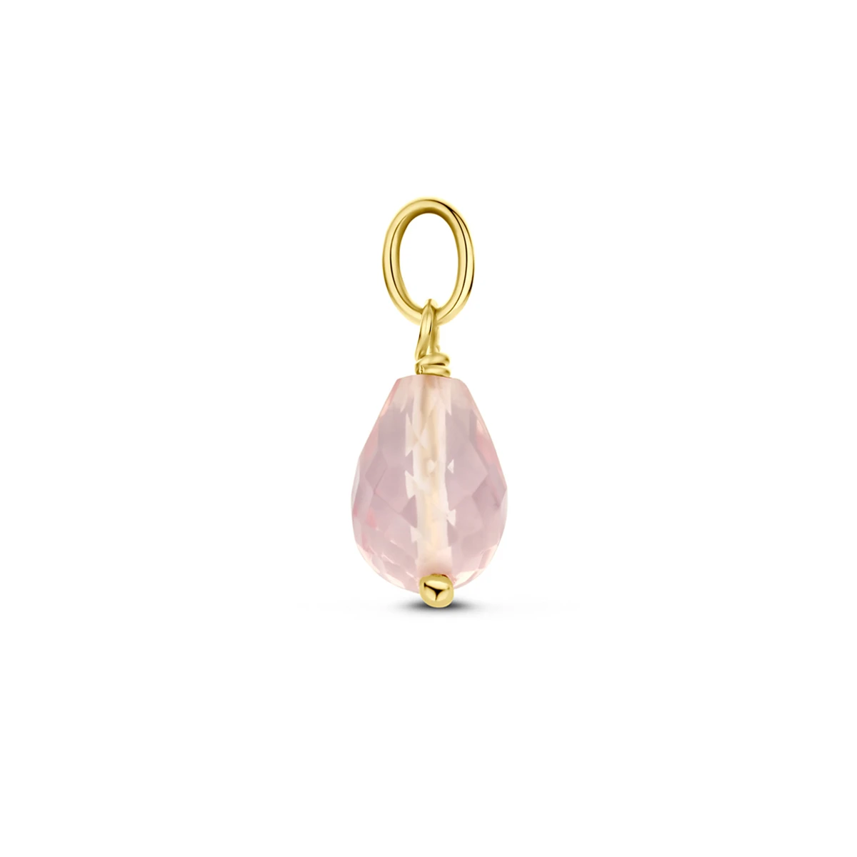 hanger roze kwarts 15 mm 14K geelgoud