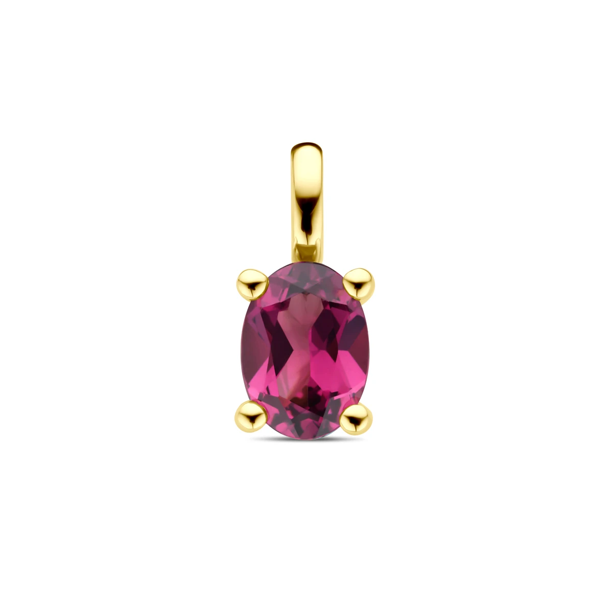 hanger roze rhodoliet 12 mm 14K geelgoud