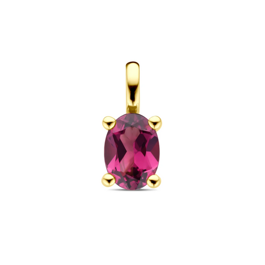 hanger roze rhodoliet 12 mm 14K geelgoud