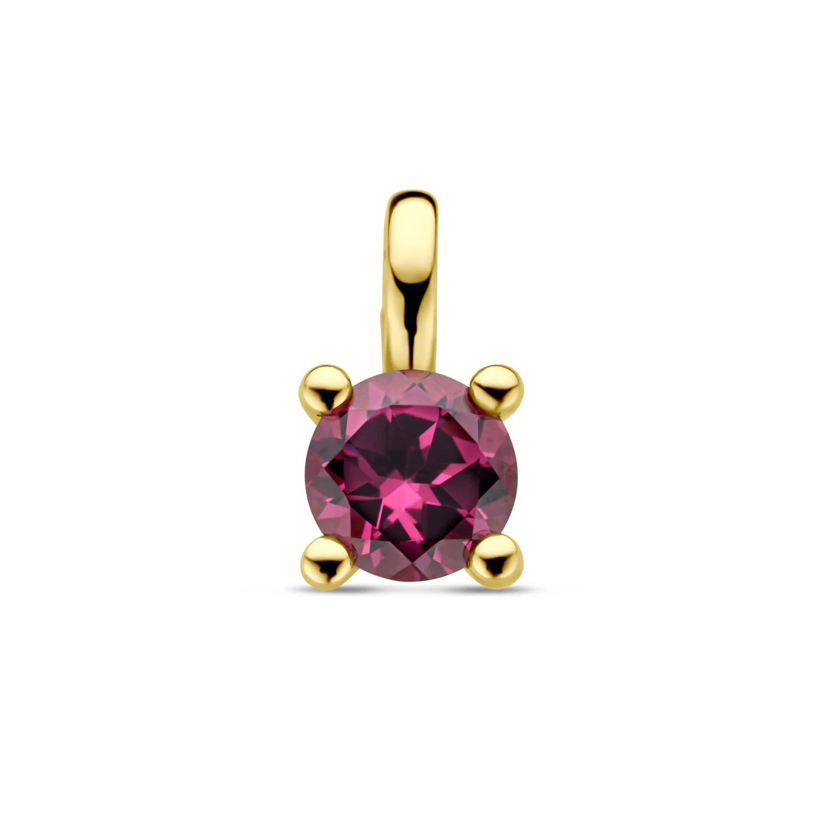 hanger roze rhodoliet 14K geelgoud