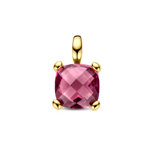 hanger roze rhodoliet 14K geelgoud