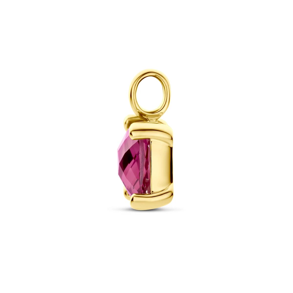 hanger roze rhodoliet 14K geelgoud