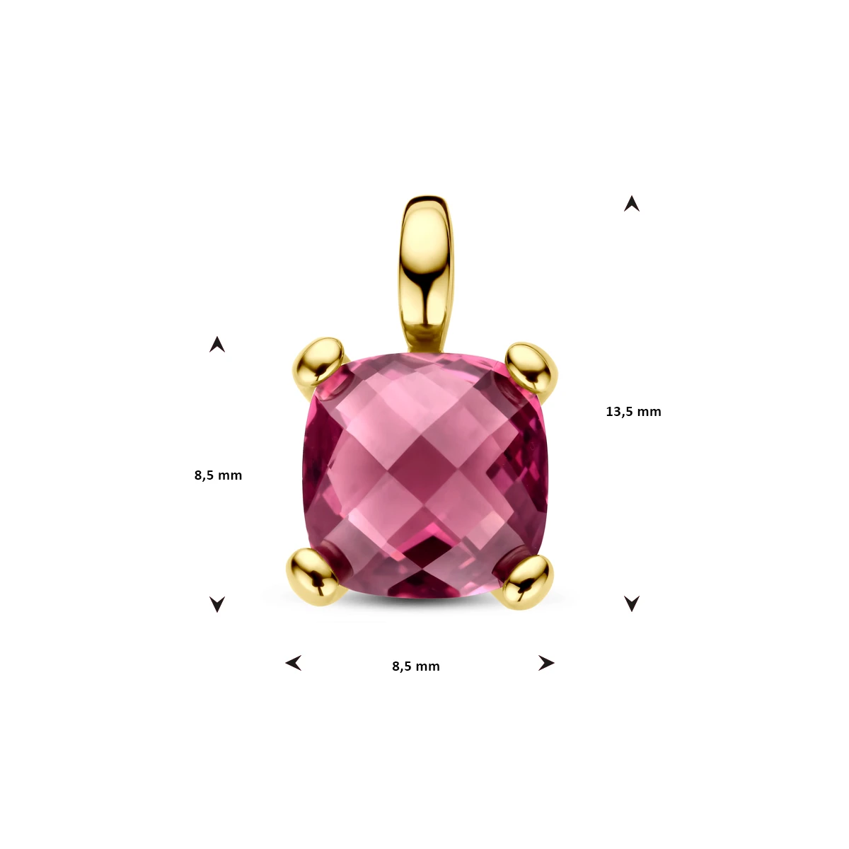 hanger roze rhodoliet 14K geelgoud