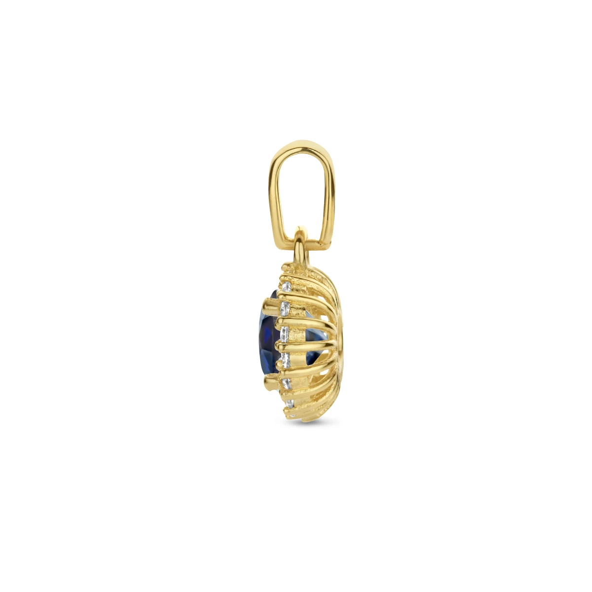 hanger saffier zirkonia halo 14K geelgoud