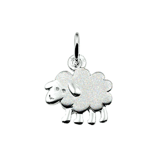hanger schaap poli/mat zilver wit