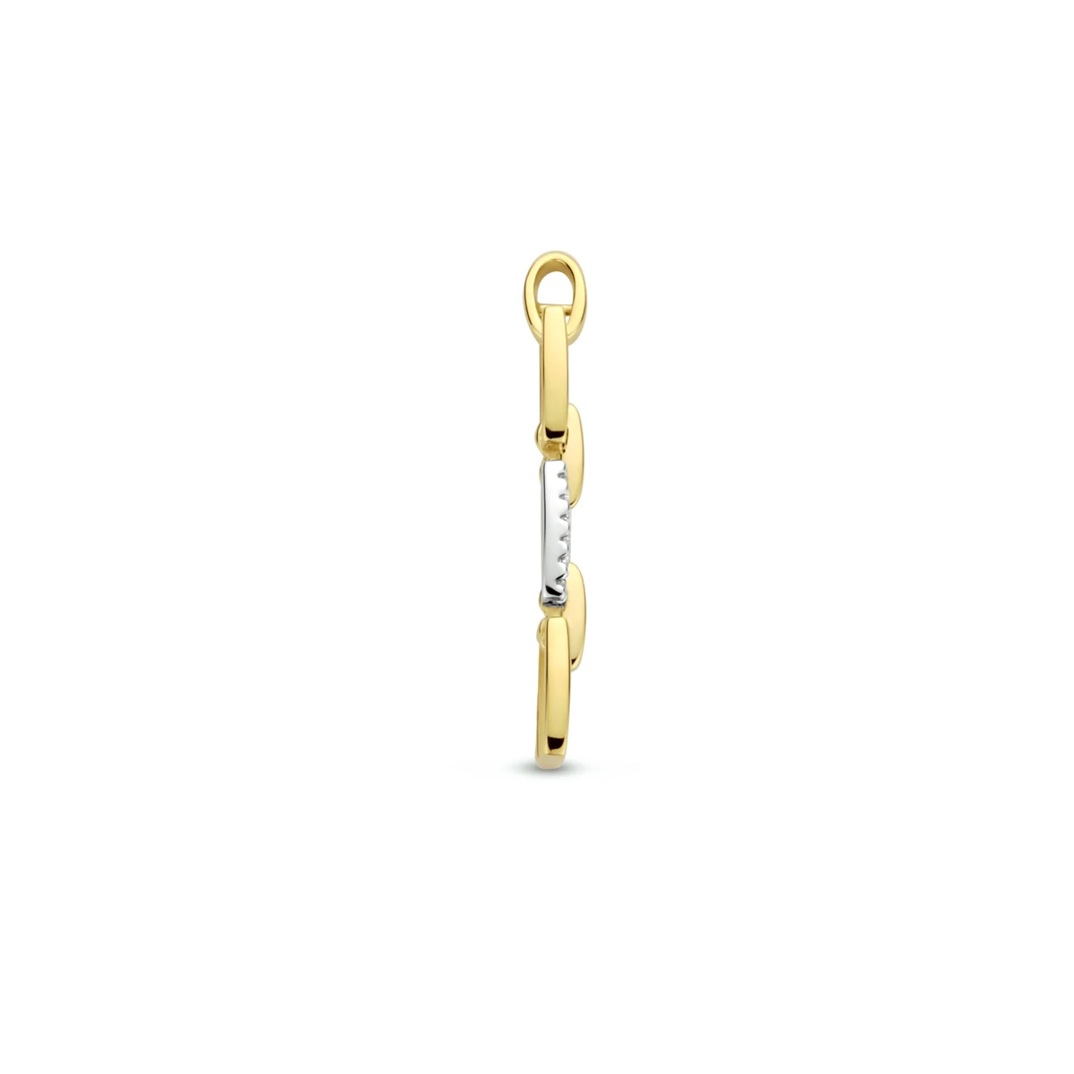 hanger schakel diamant 0.05ct h si 14K bicolor goud geel/wit