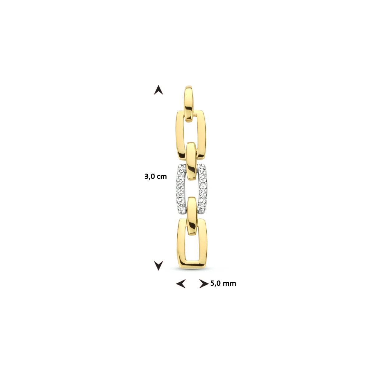 hanger schakel diamant 0.05ct h si 14K bicolor goud geel/wit
