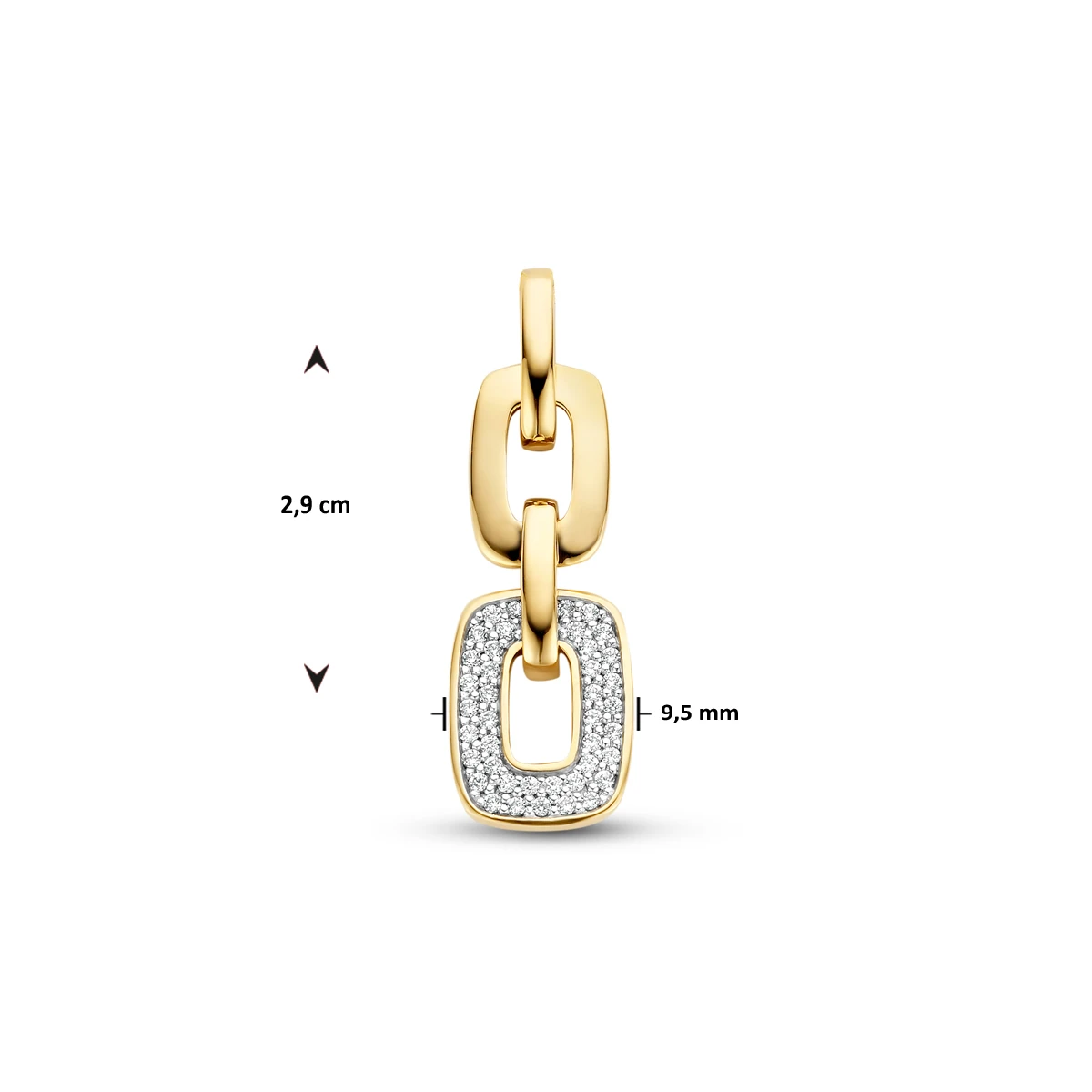 hanger schakel diamant 0.18ct h si 14K geelgoud
