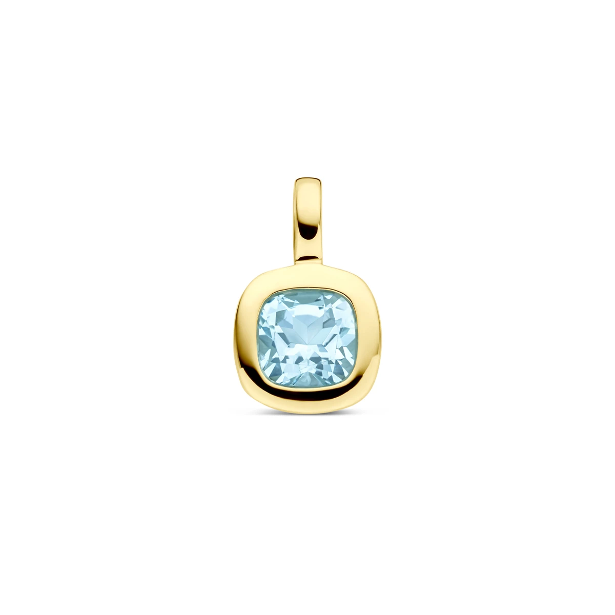 hanger sky blue topaas 14 mm 14K geelgoud