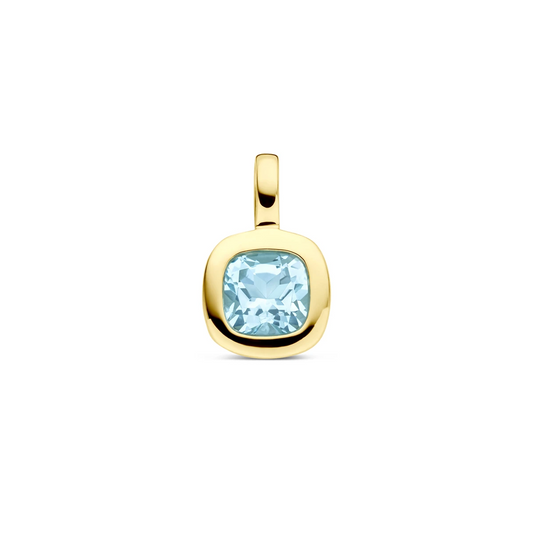 hanger sky blue topaas 14 mm 14K geelgoud