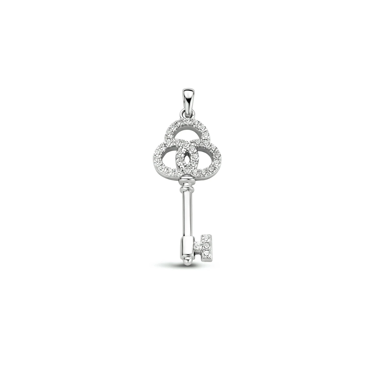 hanger sleutel zirkonia zilver gerhodineerd